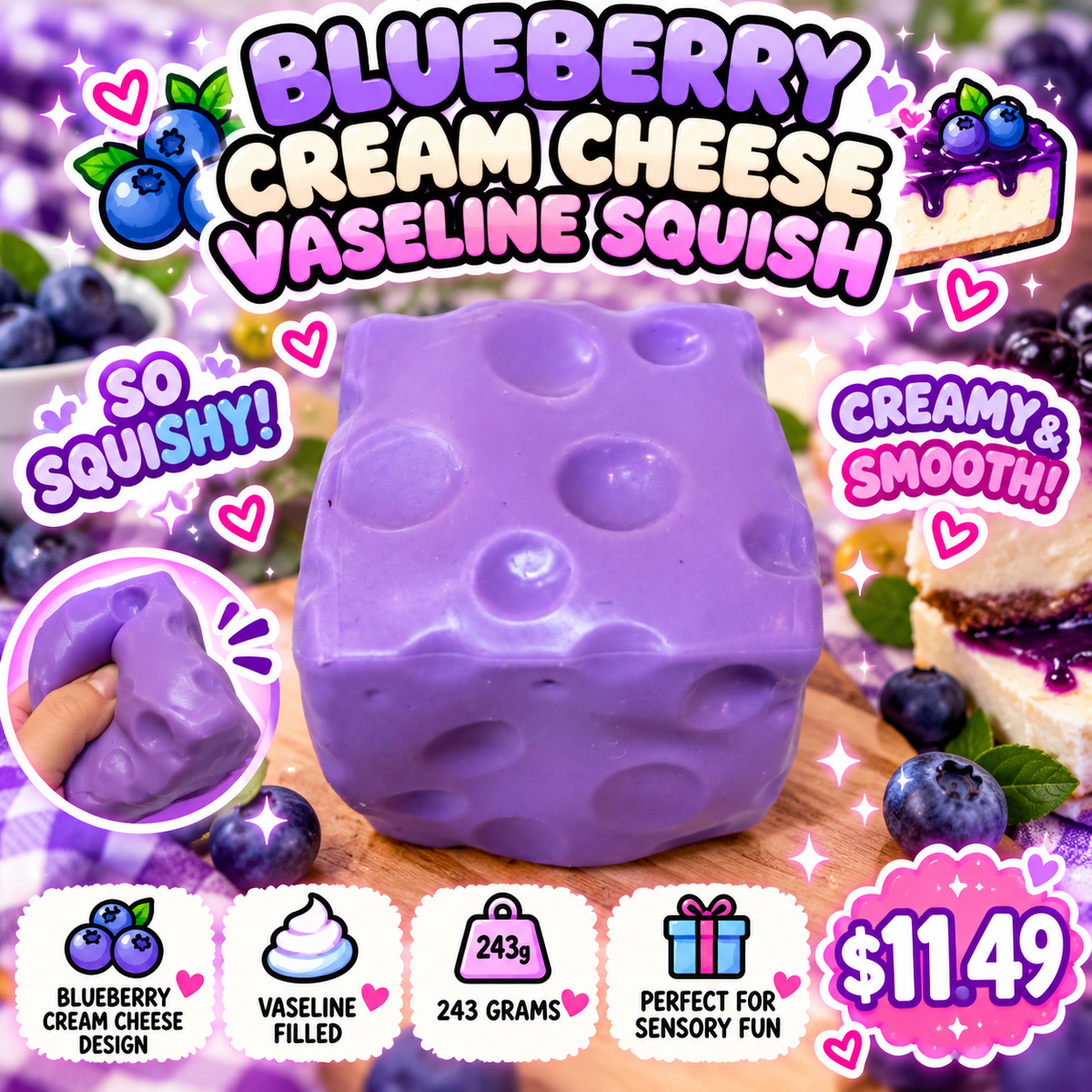 Blueberry Cream Cheese Vaseline Squish