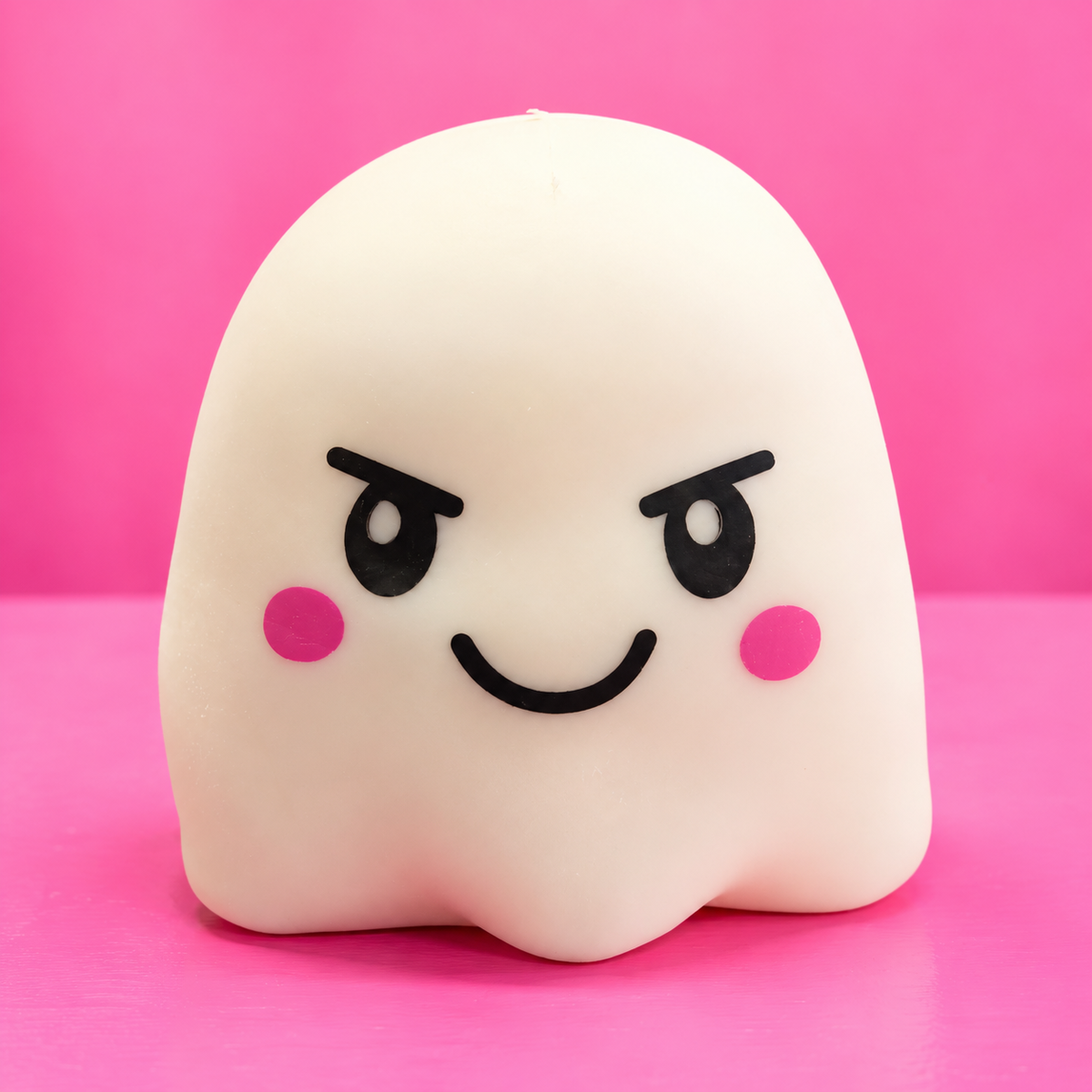 Giant Ghost Squishy on pink background