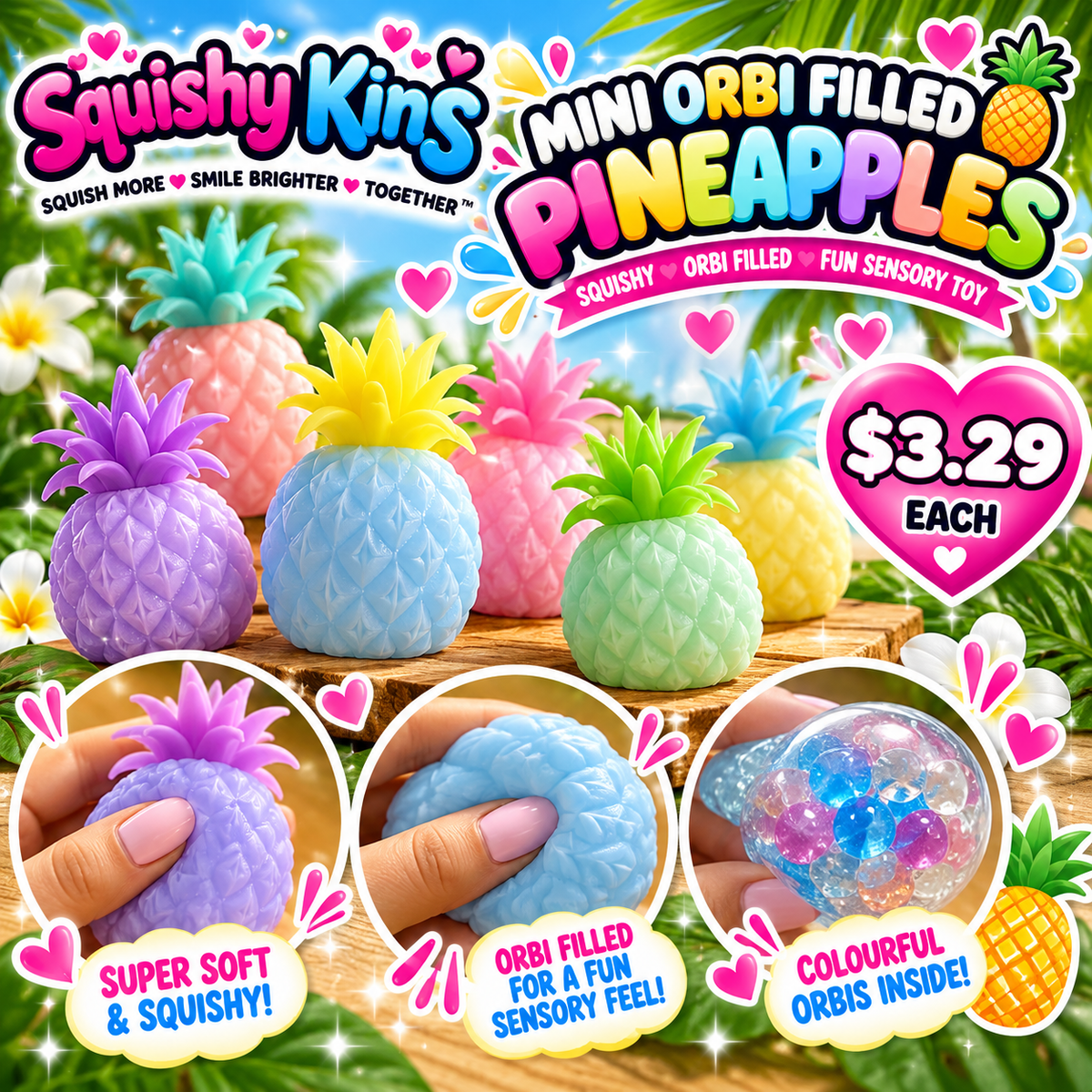 Mini ORBi Filled Pineapple Squishy - Squishy-Kins