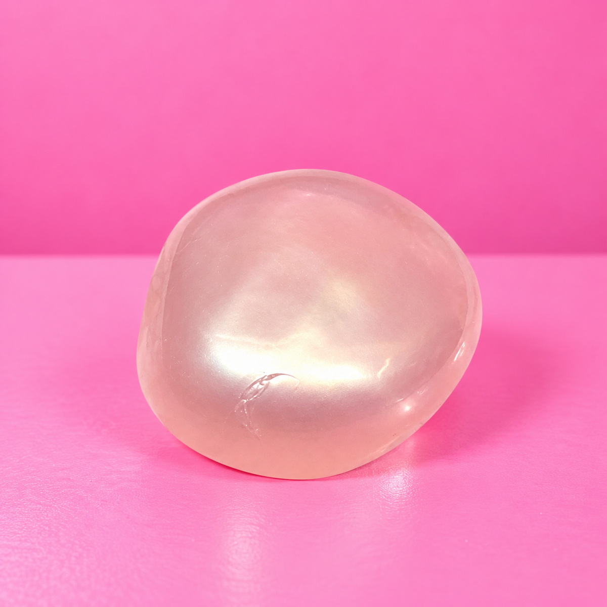 Pearl Coconut Oil Ball Squishy on pink background